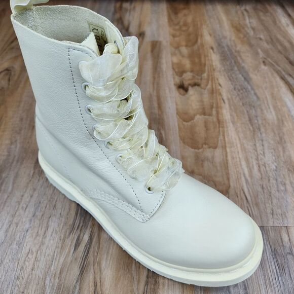 🩵NIB Dr. Martens Toile Cream Mono Pascal Virginia Leather 1460 Boots Size 8 - Picture 5 of 16